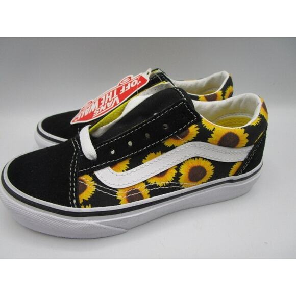 Vans "Off The Wall" Youth Size 12K Sunflower Print Low Top Shoes Skate Lace Up - Picture 3 of 5
